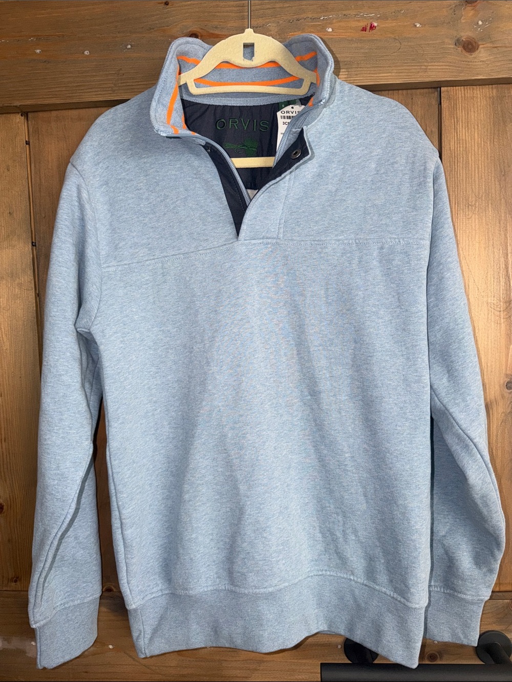 NWT Orvis Men's Signature Quarter-Zip Pullover Sweatshirt - Light Blue